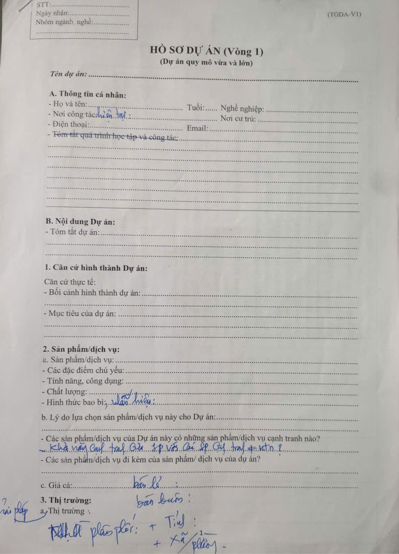 Du an khoi nghiep dau tien